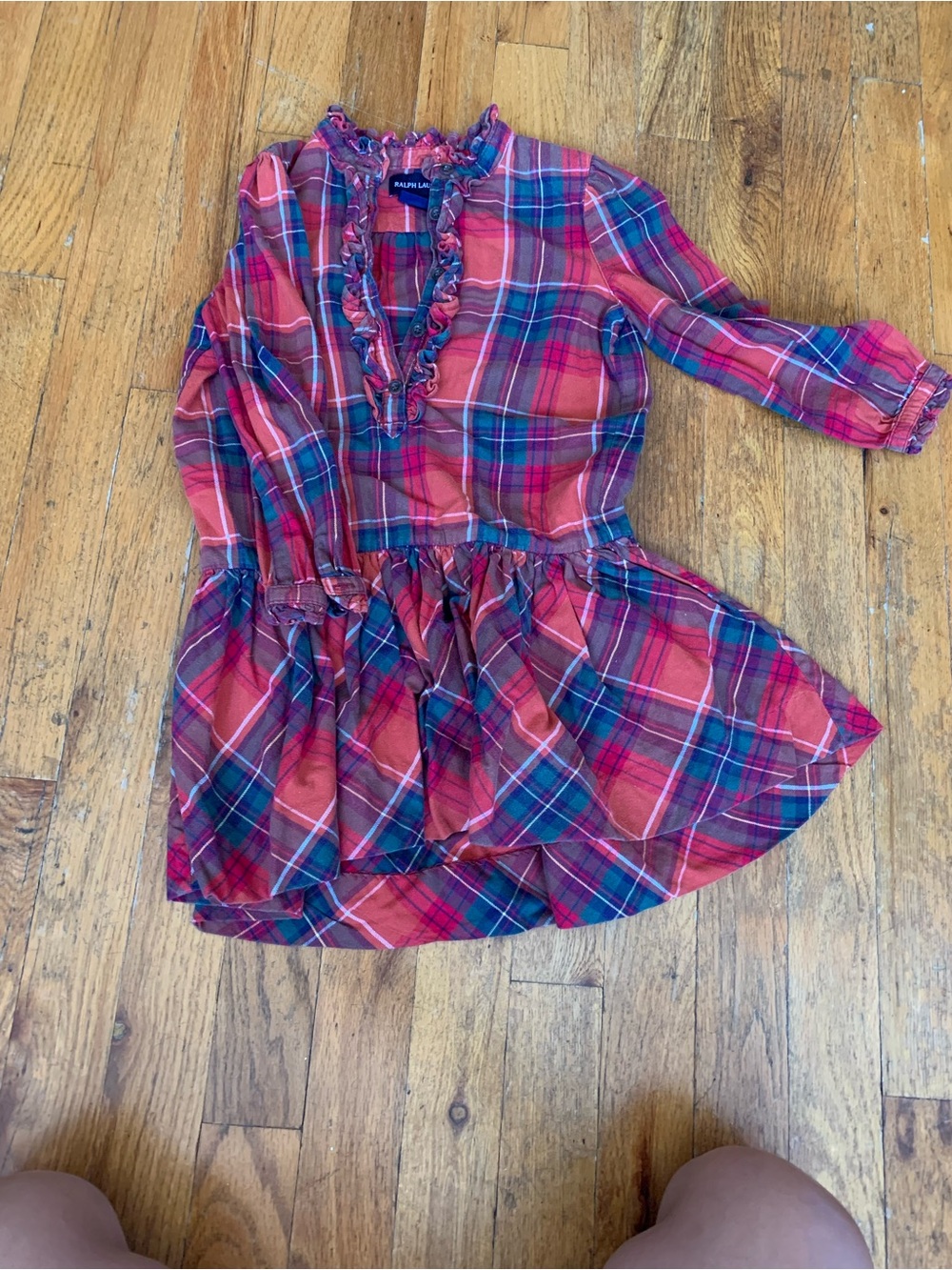 Ralph Lauren Pink and Blue Plaid Ruffle Tunic